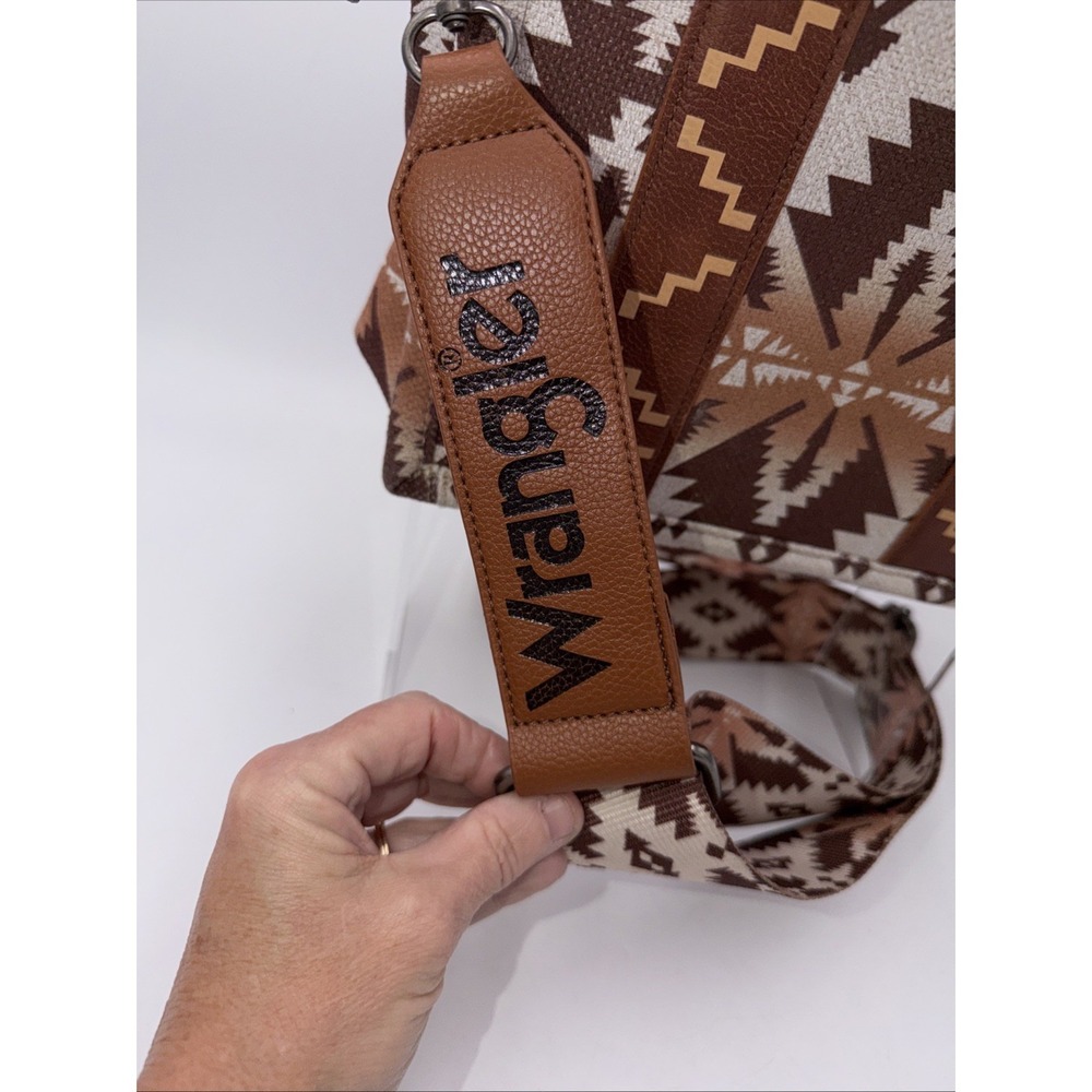 Wrangler Western Aztec Pattern Tote Bag Brown Beige Top Handle & Strap Women - Picture 7 of 16